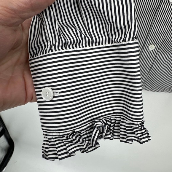 Celine Classic with Frill Collar in Stripped Cotton Black/White Size 42/ US 10 - Picture 4 of 8